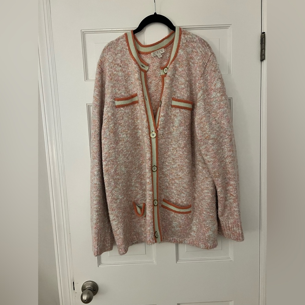 J.Crew pink cardigan size 2X (note front pocket needs to be sewn)